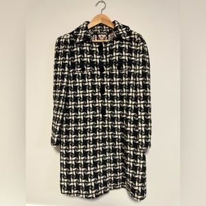 🖤 JUICY COUTURE Juniors Size XL Black & White Checkered Wool Blend Coat